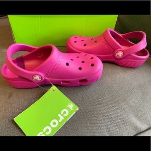 Magenta Crocs little kid size 12